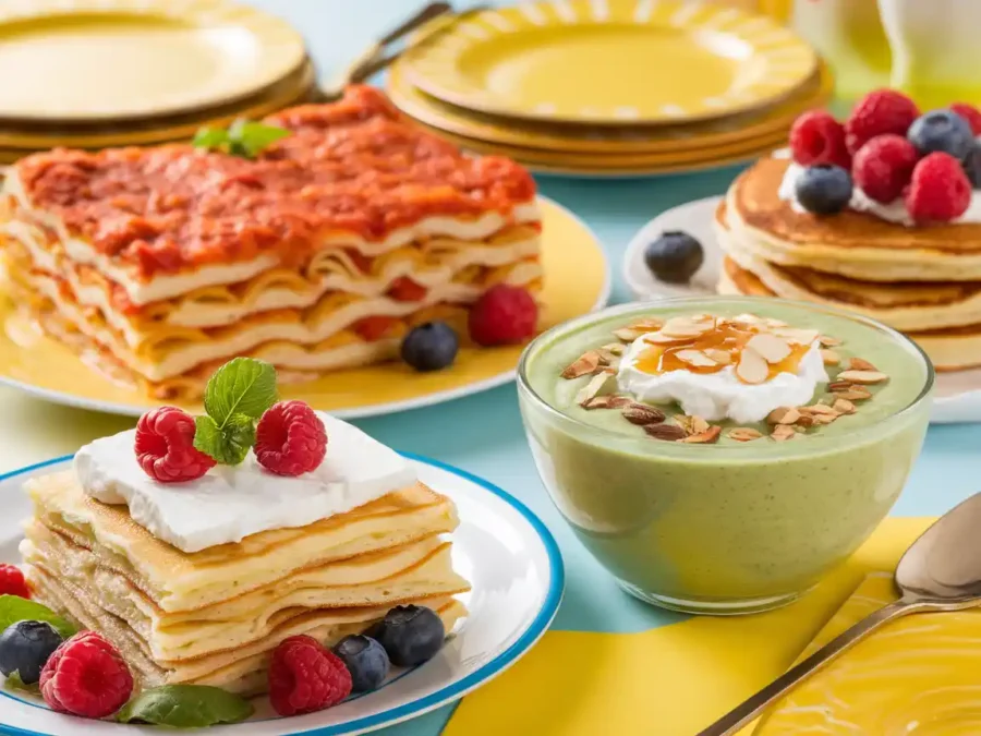 Table spread of dishes made with cottage cheese