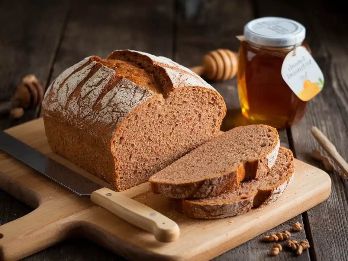 Honey wheat bread on a wooden board