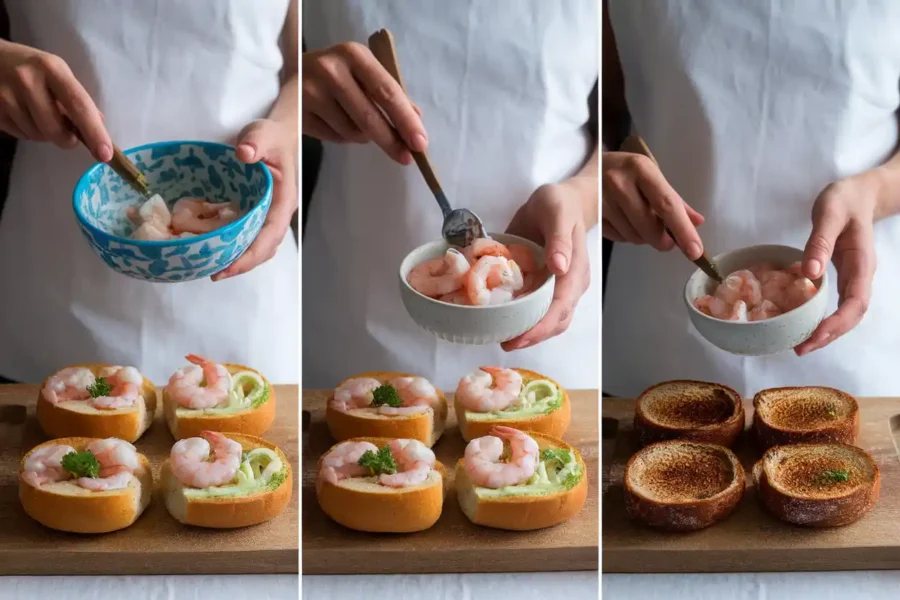 Preparing healthy shrimp rolls step-by-step.