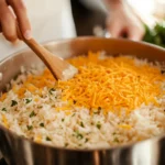 In a saucepan, bring water or broth to a boil. Add rice, salt, and butter, then reduce heat to low. Cover and let simmer for 15-18 minutes, until rice is tender. Remove from heat and let sit for 5 minutes. Fluff rice with a fork and stir in shredded cheese. Add milk for extra creaminess (if desired). Season with garlic powder, black pepper, and mix well. Garnish with fresh parsley and serve warm.