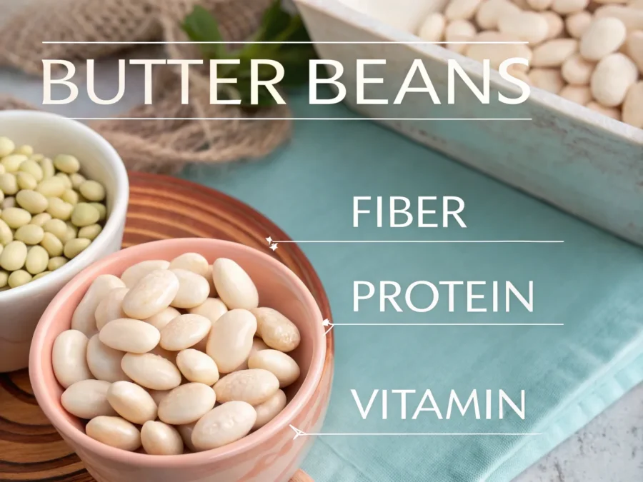Nutritional infographic of butter beans.