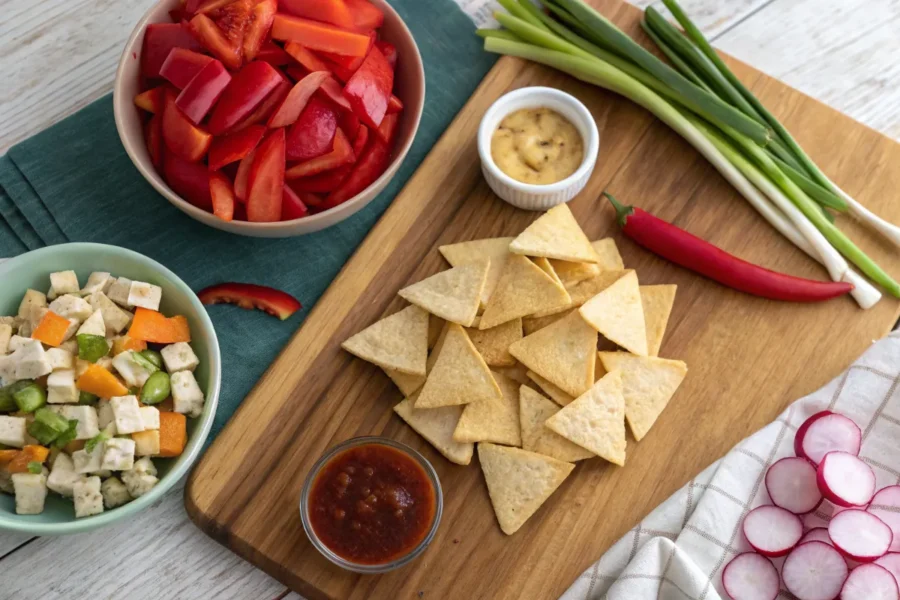 Ingredients for making healthier poke nachos